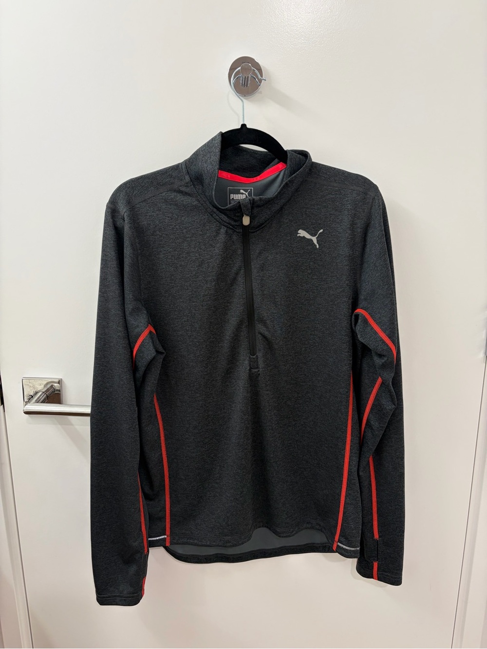 Puma Grey Half-Zip Performance Jacket with Red Trim